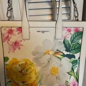 Karl Lagerfeld Floral Tote - White, Yellow, Pink, Green